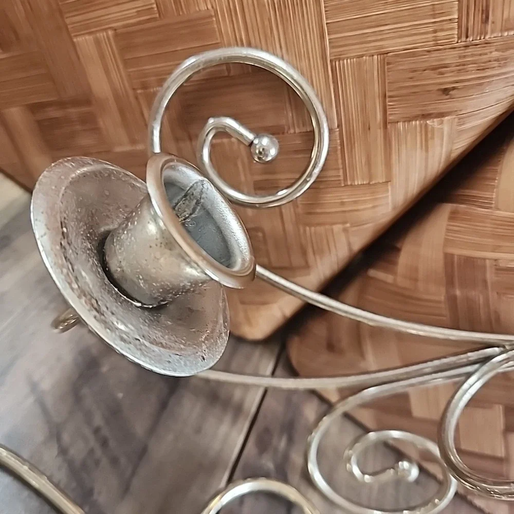Set of 2‎ Home Interior Brass Double Candle Holders Swirl Design Homco 8.5